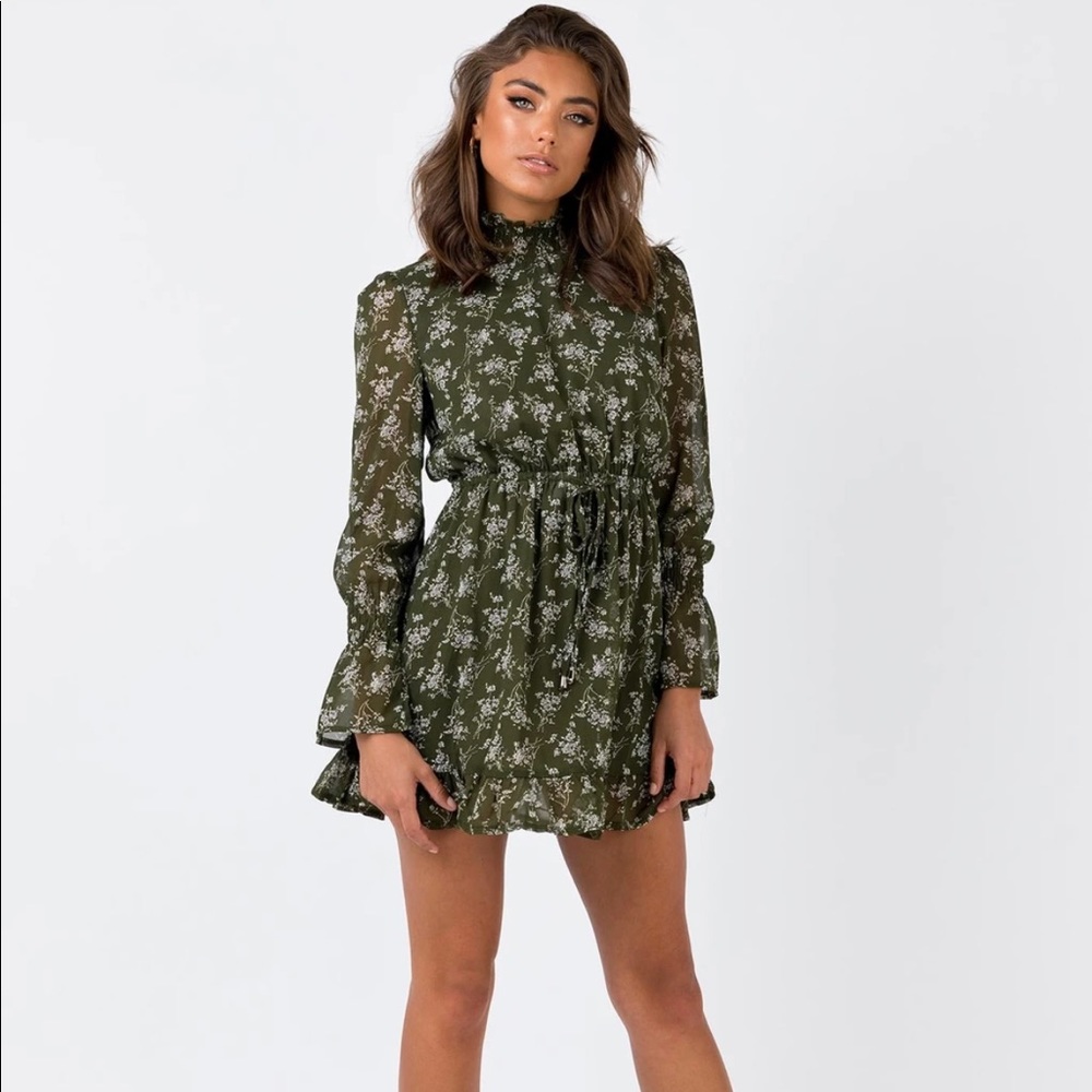 Princess Polly Corrs Mini Dress Forrest Green